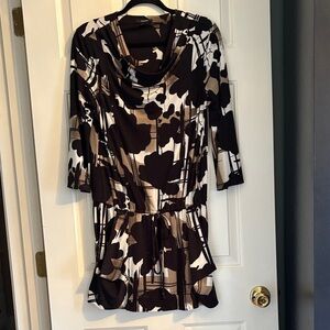 Alfani Black and Brown Abstract Tunic